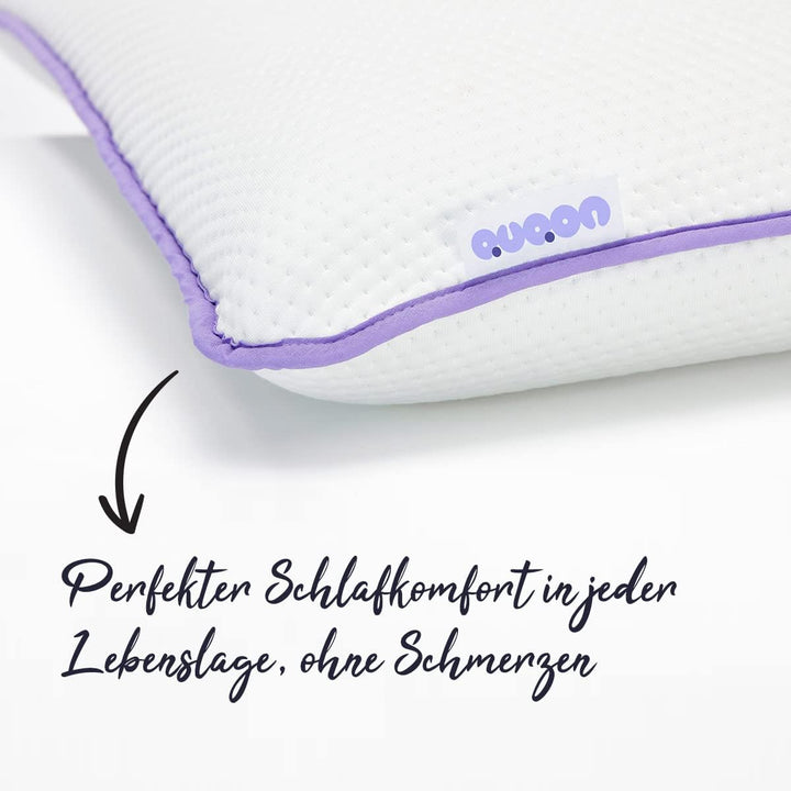 QUQON® Seitenschläferkissen - 40x80cm - Memory Foam - orthopädisches Kopfkissen für Nacken und Schul