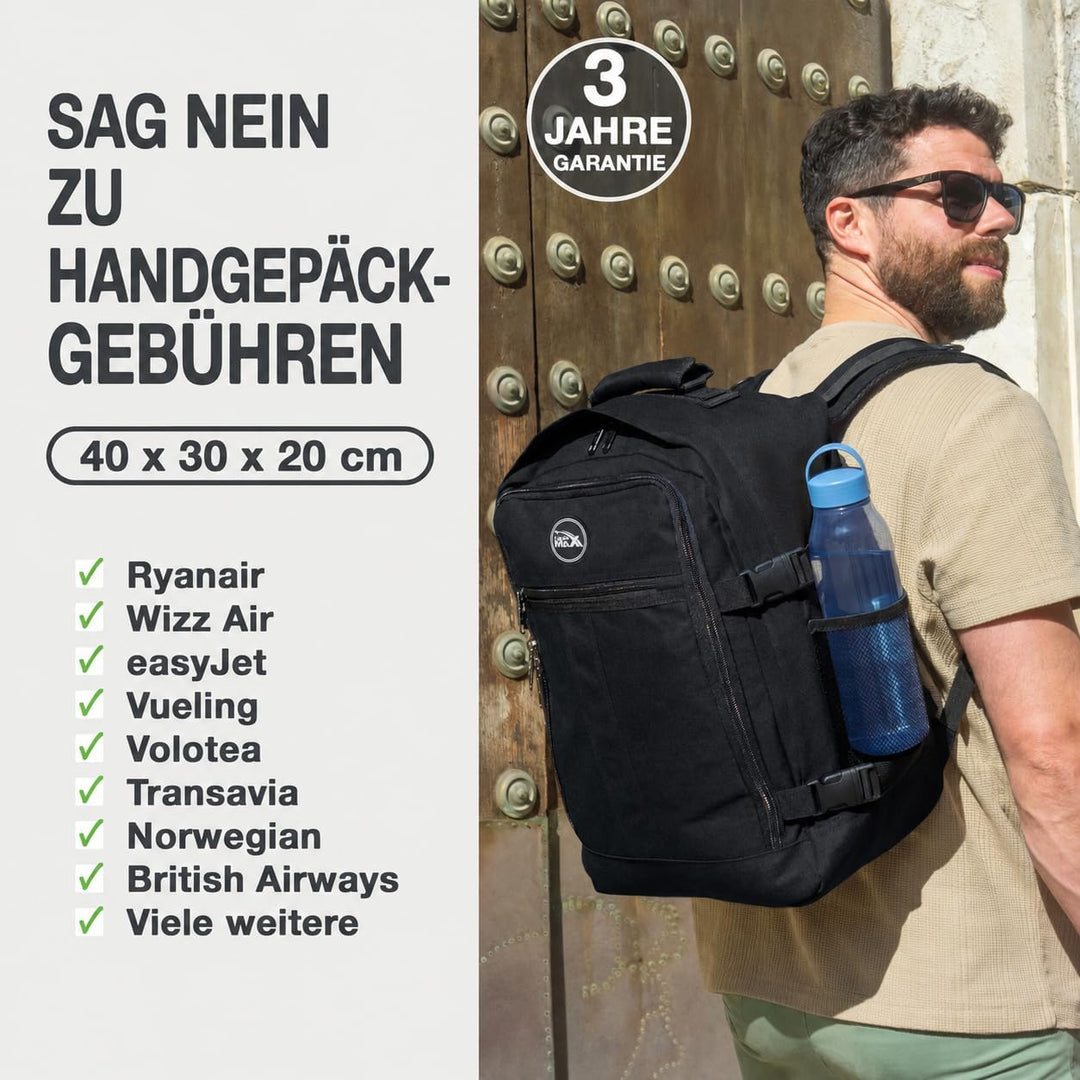 Cabin Max Metz - 40x30x20 Rucksack Ideales Wizzair, Vueling Handgepäck und Reiserucksack für Flugzeu