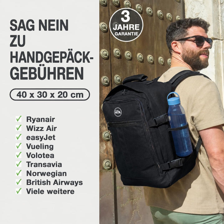 Cabin Max Metz - 40x30x20 Rucksack Ideales Wizzair, Vueling Handgepäck und Reiserucksack für Flugzeu