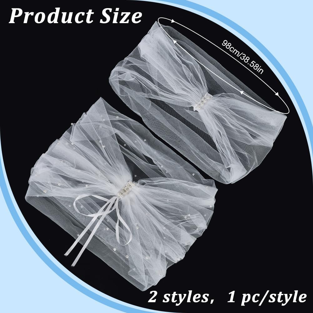 WEBEEDY 2 Stile 98cm Weisse Tüll Brautschals Umhänge Für Hochzeiten Perlen Hochzeitsumhänge Abnehmba