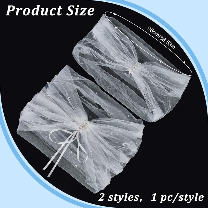 WEBEEDY 2 Stile 98cm Weisse Tüll Brautschals Umhänge Für Hochzeiten Perlen Hochzeitsumhänge Abnehmba