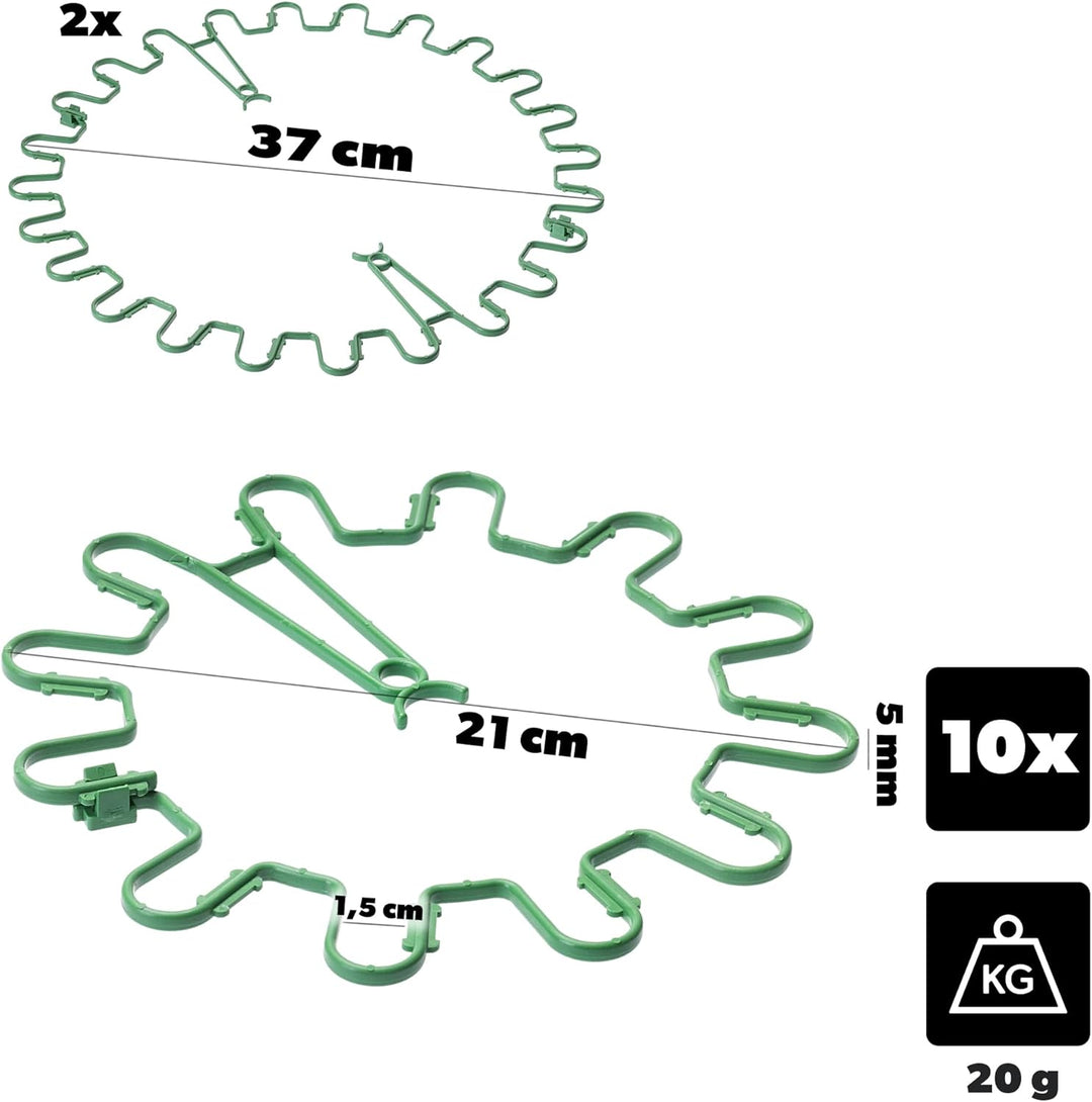 KADAX Staudenhalter Rund Ø 21 cm im 10er Set, Pflanzenhalter aus Kunststoff, Pflanzenstütze, Stauden