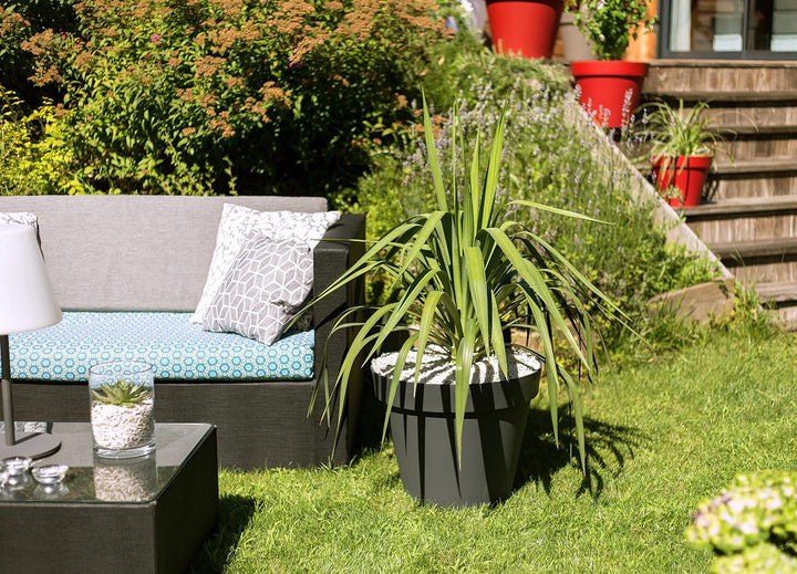 EDA - Blumentopf, rund, Toskana, Ø 48 cm, Volumen 43 l, Ø 47,5 x H 39 cm, Anthrazitgrau Anthrazit Ø