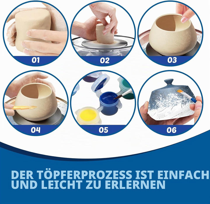 Mini-Töpferscheiben-Set, Töpferscheibe Elektrisch 12CM Drehteller, Einstellbarer Geschwindigkeitm 20