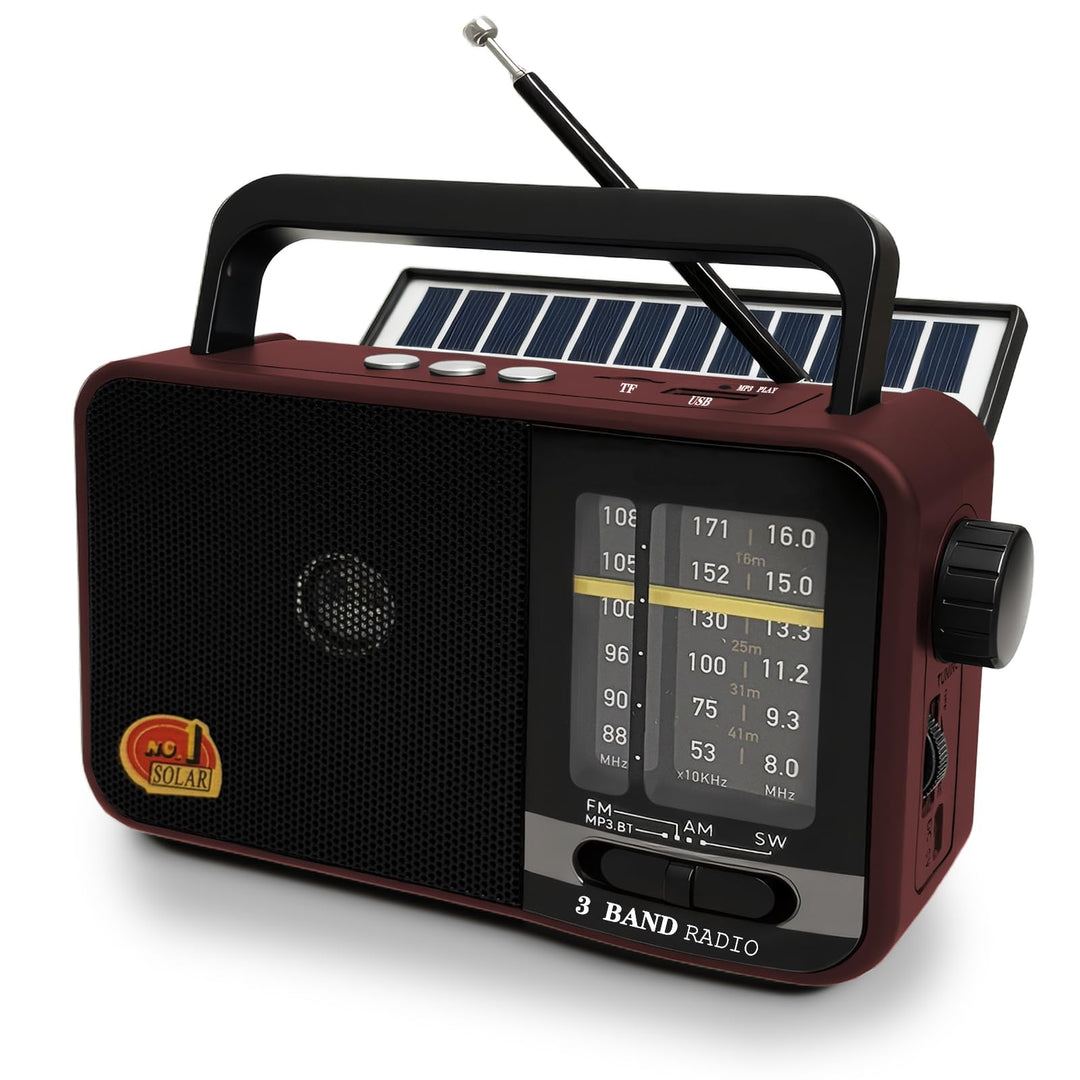 Bluetooth Radio Klein mit Solarzelle und 1200mAh-Batterie, AM/FM/SW Empfänger mit 8W Lautsprecher/TW