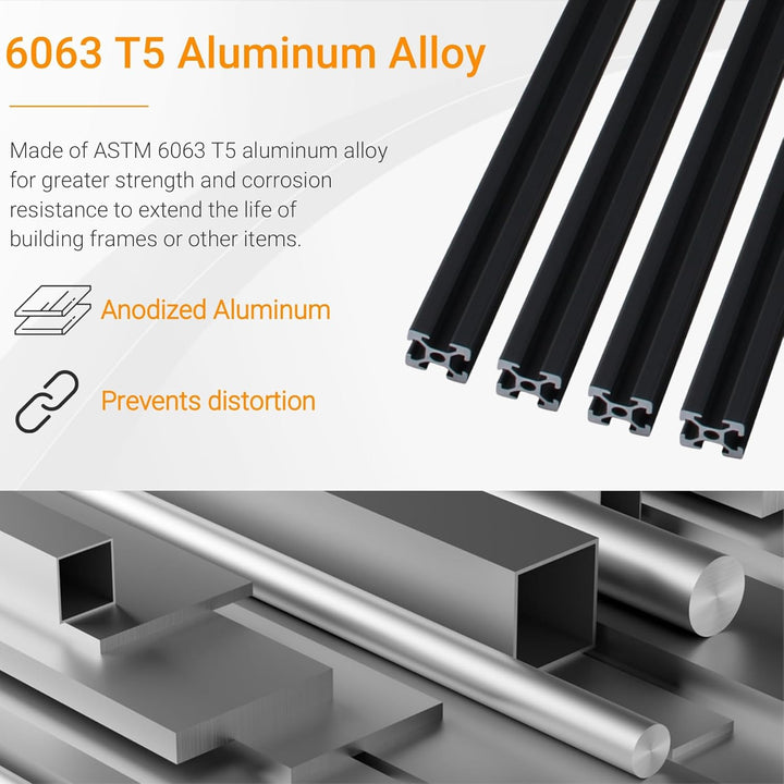 CNCYEAH 4 Stück V Typ Systemprofile 2020 200mm Aluminiumprofil Extrusions Eloxierte Linearschiene+4p