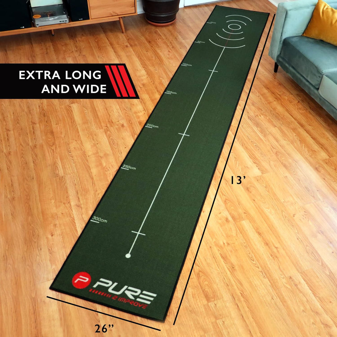 Pure2Improve Unisex-Adult Golf Puttingmatte 66x400cm Grün, 66x400cm Grün