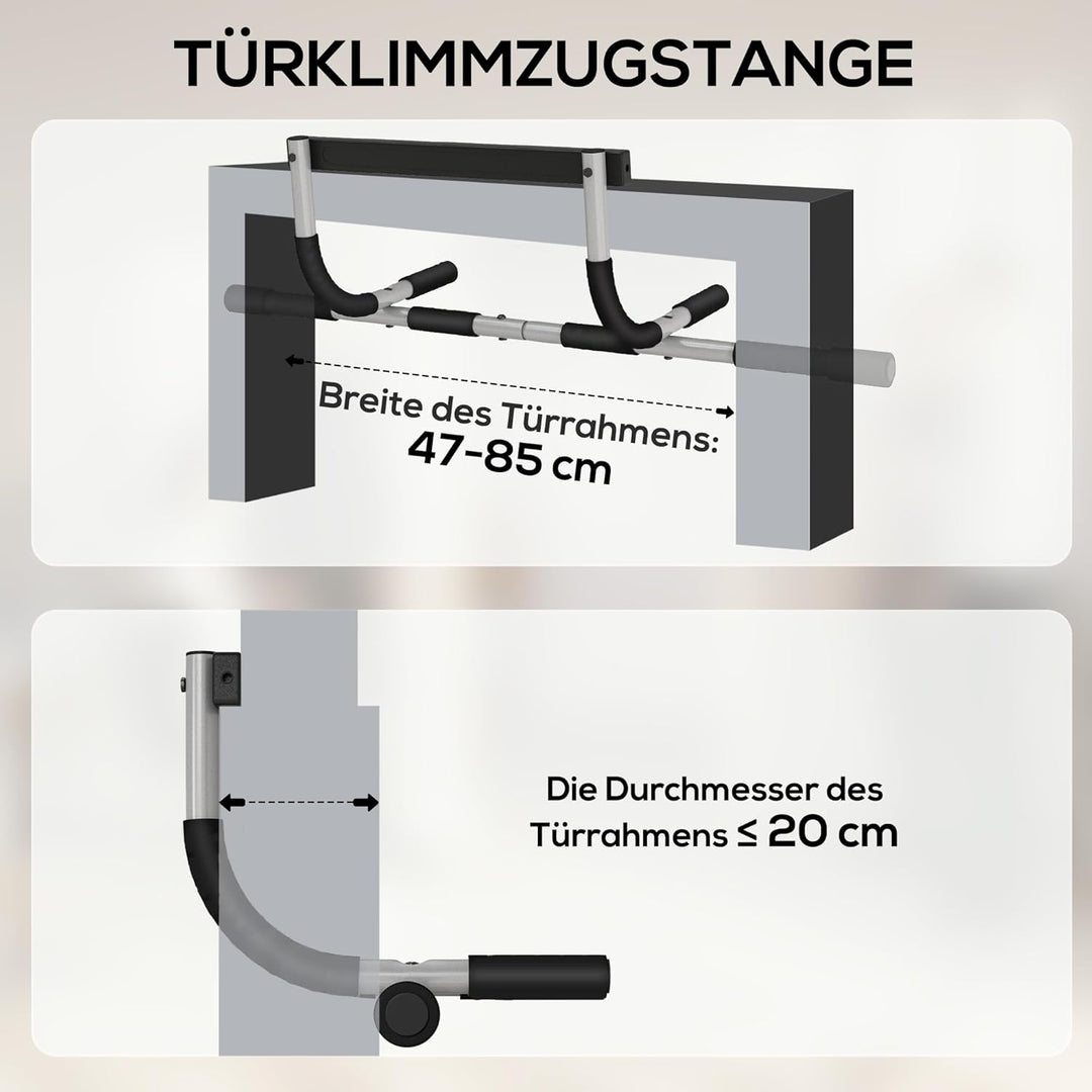 HOMCOM Klimmzugstange, Trainings Halterung, Multifunktions-Türreck, Stahl, Schaumstoff, PE, Schwarz+