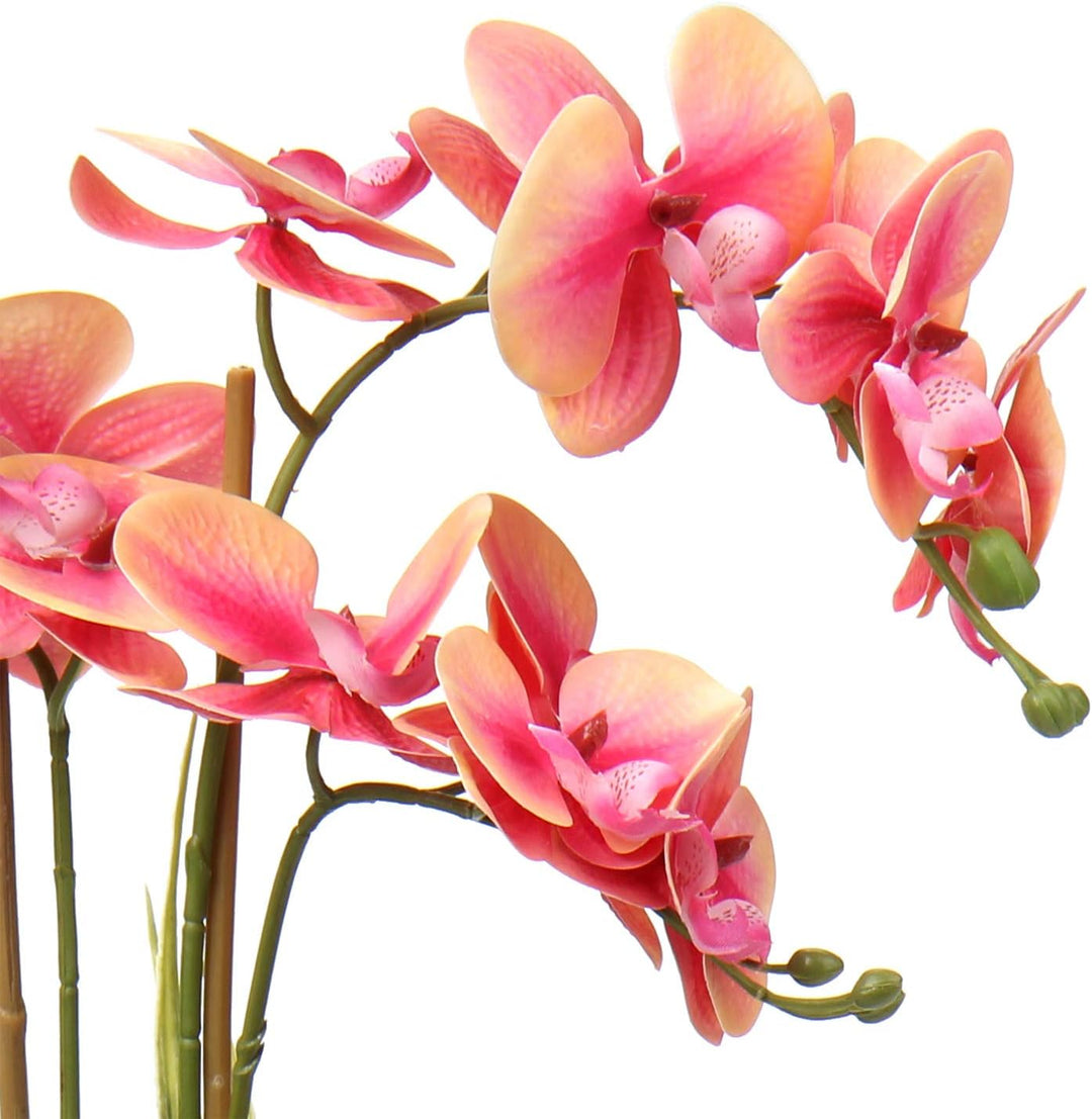 Kunstblume Orchidee Künstlich Phalenopsis Blumen im Kunststofftopf Kunstpflanze für Home Office Hoch