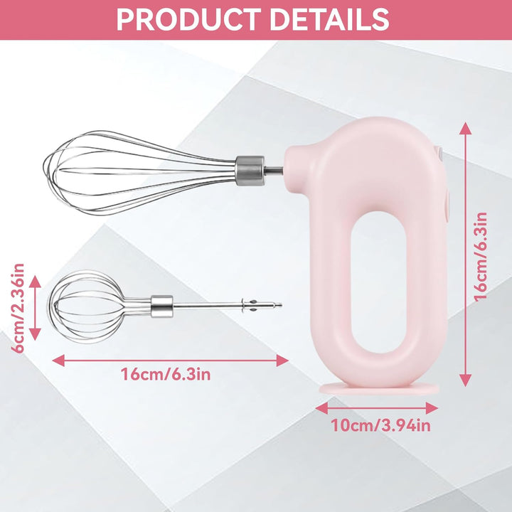 Elektrischer Handmixer Mit Edelstahl Schneebesen, Knet 1500mAh 4 Geschwindigkeit USB Handmixer Klein