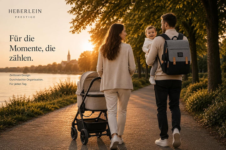 Heberlein Prestige Baby Wickelrucksack - grosse Wickeltasche für Mama &amp; Papa, wasserabweisend mit vi