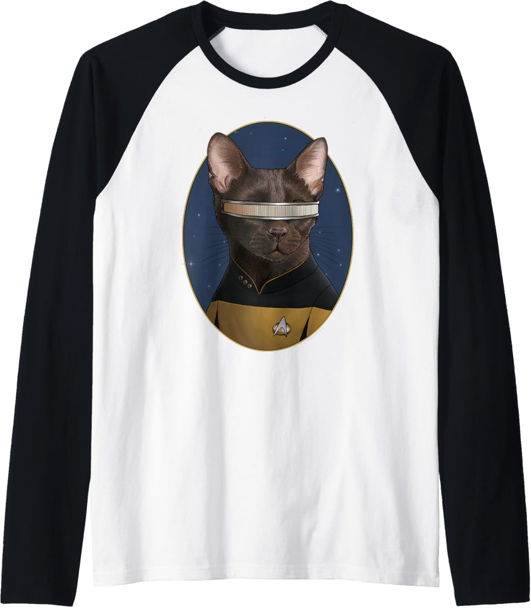 Star Trek: The Next Generation Geordi La Forge Cat Portrait Raglan