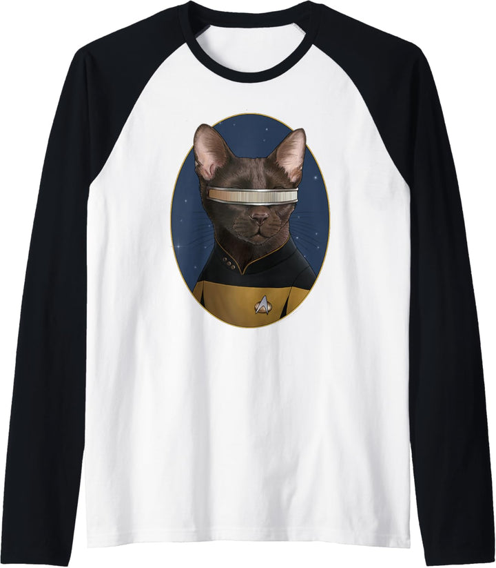 Star Trek: The Next Generation Geordi La Forge Cat Portrait Raglan