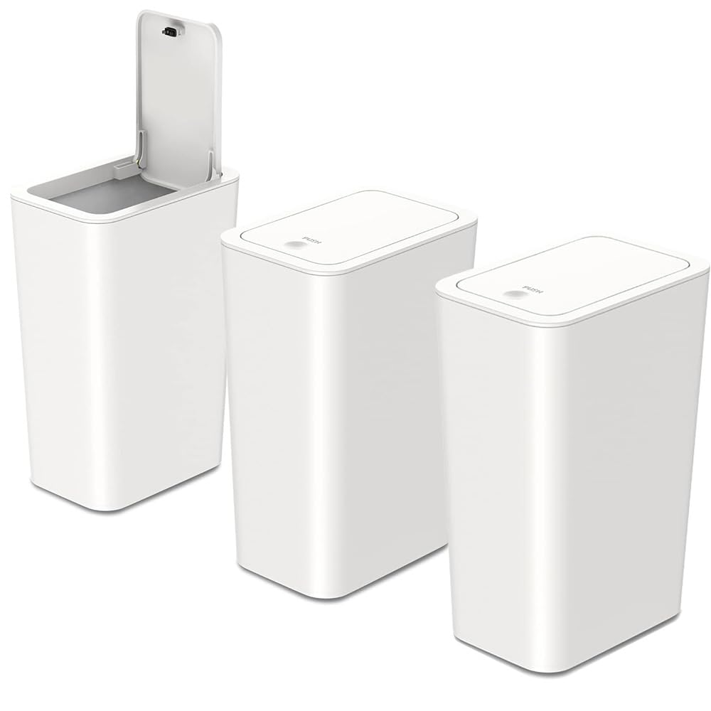 3 Stück Badezimmer Mülleimer 10L,Hundesicherer Badezimmer Mülleimer,Schmaler Mülleimer mit Deckel,To