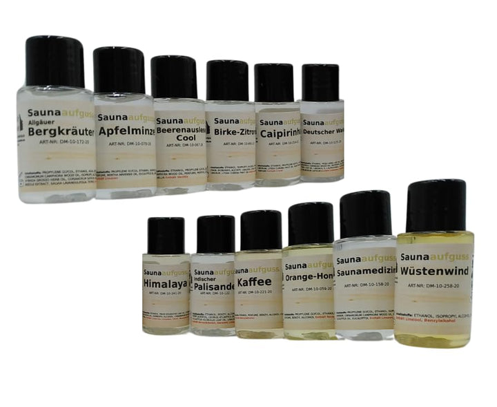12 x 20ml Saunaaufguss Konzentrat"Frische Sauna Ideen" mit naturreinen und natürlichen ätherischen Ö