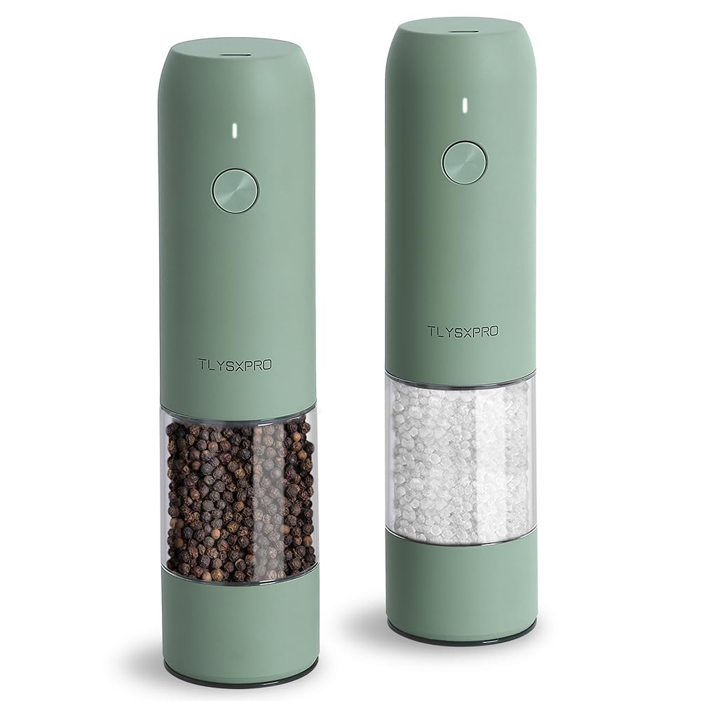 TLYSXPRO Salz und Pfeffermühle Elektrisch 2er Set, USB Wiederaufladbar, Einstellbarer Grobheit Gewür
