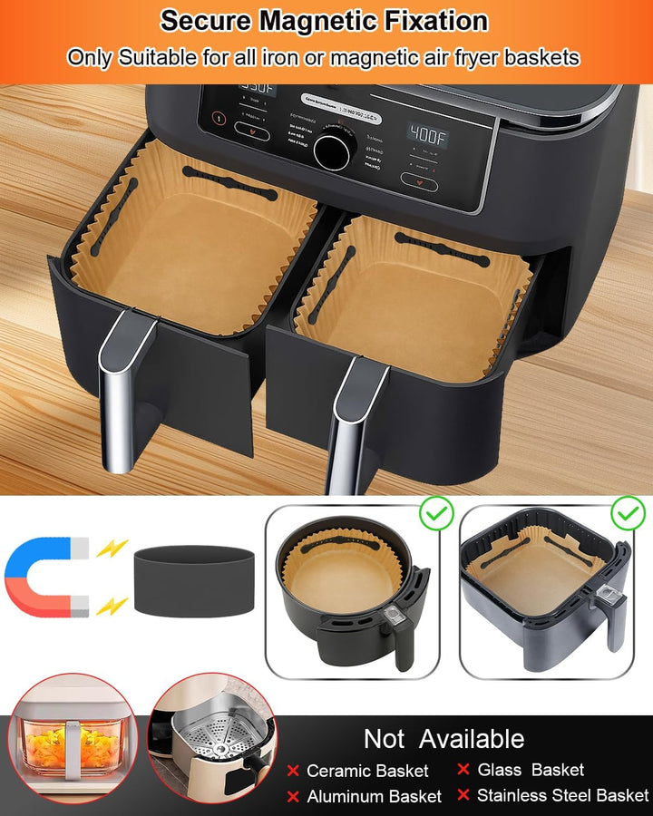 8 Stück Magnete für Airfryer Backpapier Silikon - 12cm Lang, Befestigung für Heissluftfritteuse Zube