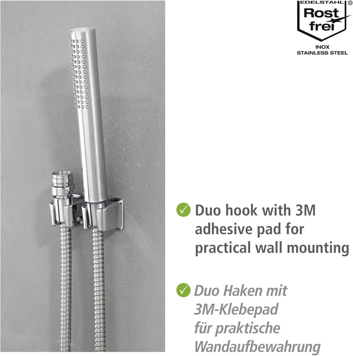 WENKO Waschbeckenbrause mit Duo Haken, Waschbeckendusche mit Easy-Clip, 170 x 2,7 x 2,7 cm, Chrom