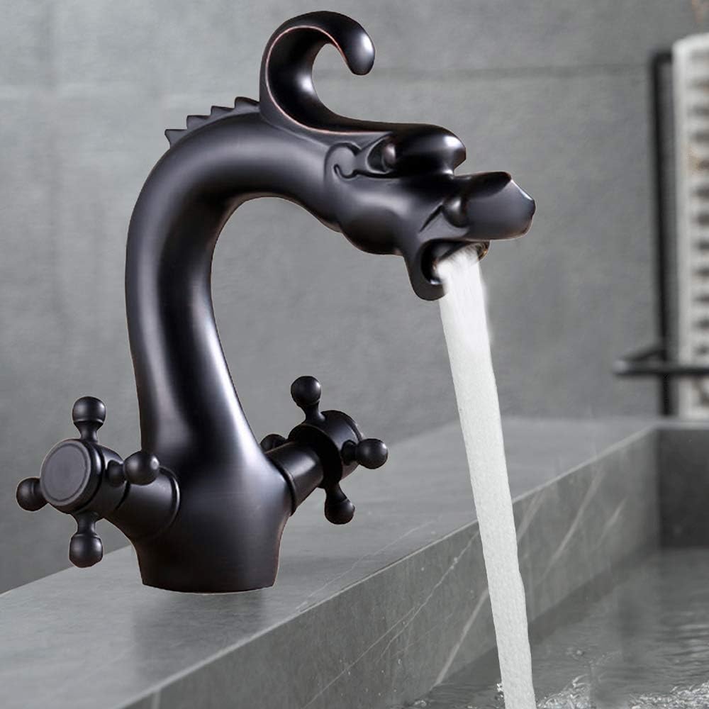 Drache Muster Wasserhahn Waschbeckenarmatur Zweigriff Schwarz Bad Wasserhahn Waschtischarmatur Misch