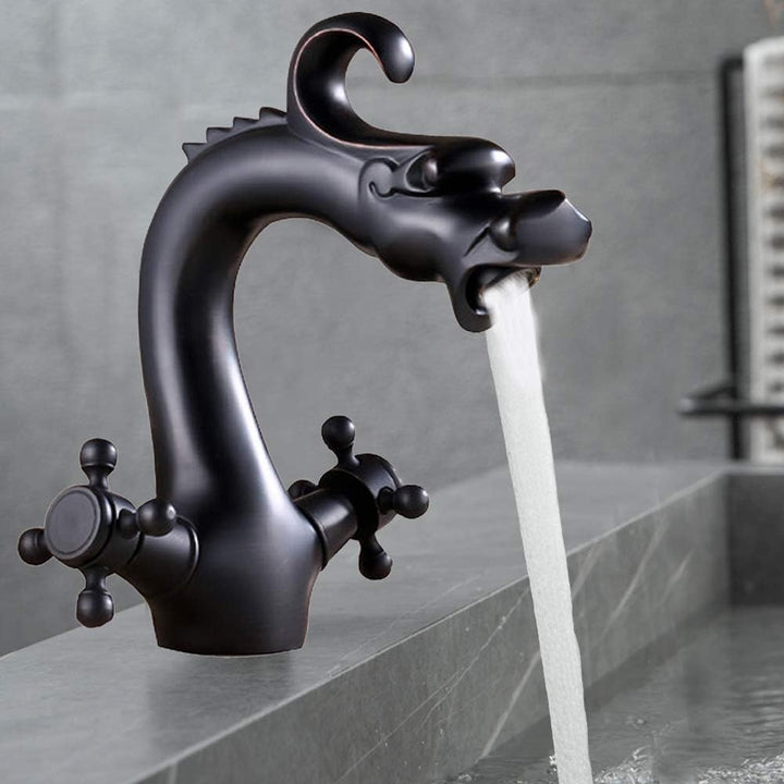 Drache Muster Wasserhahn Waschbeckenarmatur Zweigriff Schwarz Bad Wasserhahn Waschtischarmatur Misch