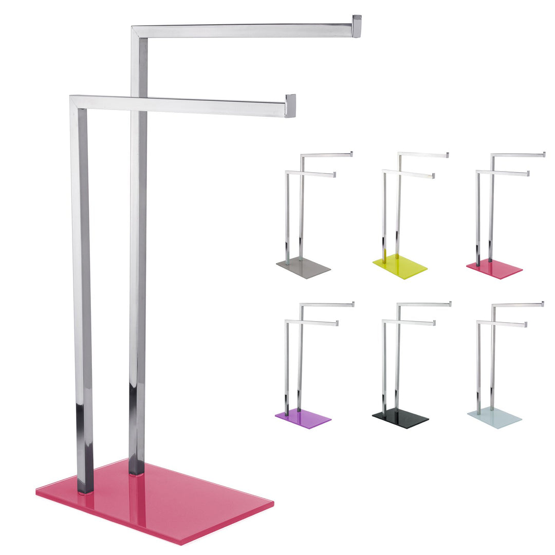 MSV Handtuchständer Sydney (LxBxH): ca. 45 x 20 x 69 cm aus Edelstahl und Glas mit 2 Handtuchstangen