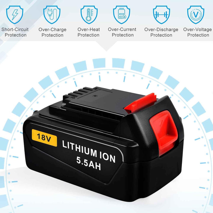 iPrize 18V 5.5Ah Li-Ion Ersatzakku für Black+Decker BL2018 BL2018-XJ BL1518 BL4018 LB20 LBX20 LBXR20