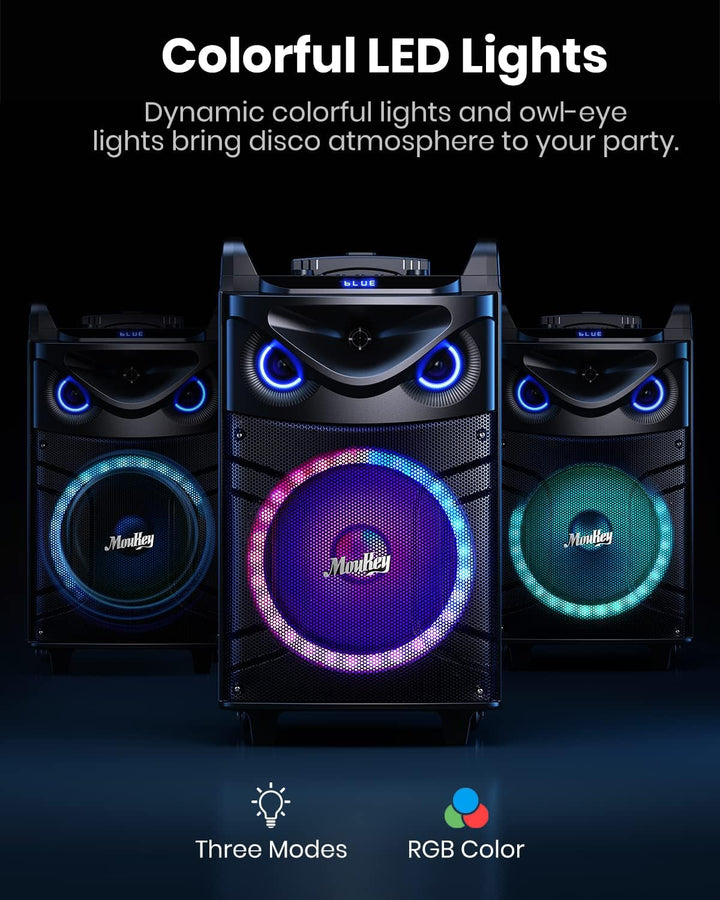 Moukey Karaoke Maschine mit 2 drahtlosen Mikrofonen, Bluetooth Lautsprecher Tragbares Karaoke Anlage