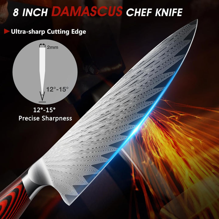 HOSHANHO 8 Zoll Damast-Kochmesser, professionelles Küchenmesser aus VG-10-Damast-Superstahl, ultrasc