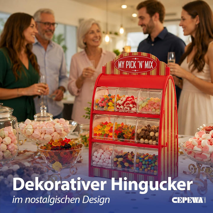 Cepewa Süssigkeitenspender Retro Süssigkeitenautomat mit Zange Weingummi Spender 50er Jahre Fruchtgu