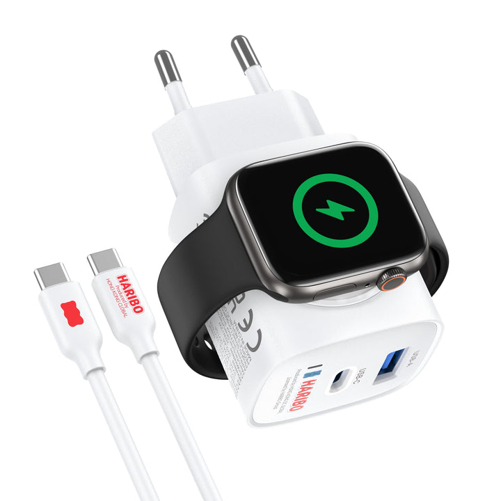 HARIBO Ladegerät für Apple Watch, 3-in-1 20W USB C iPhone Ladegerät PD 3,0 Schnellladegerät für Appl