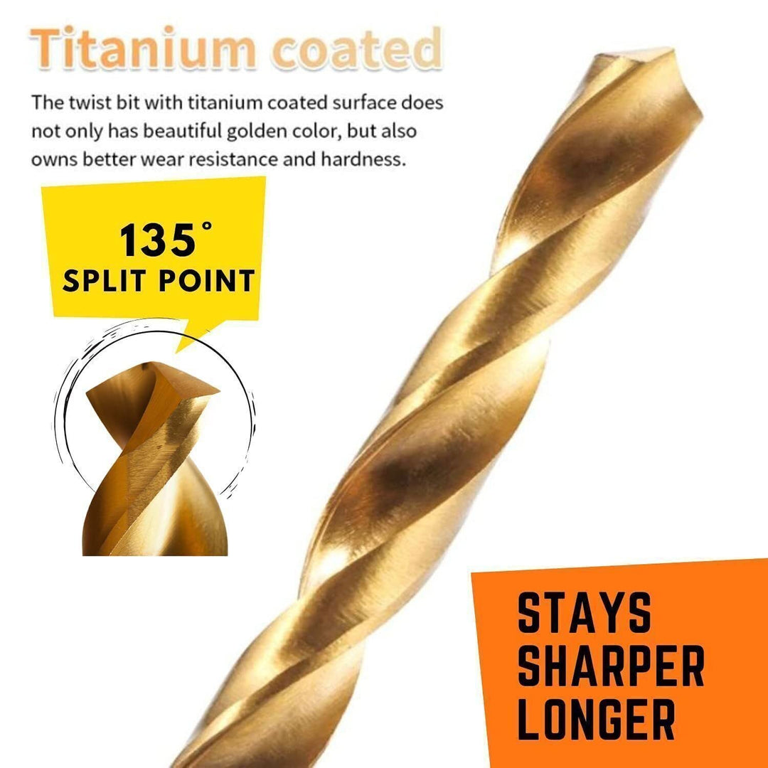 230 Pcs Drill Bit Set,Titanium Twist Drill Bit Set - 135°Tip High Speed Steel Drill Bit Kit Titanium