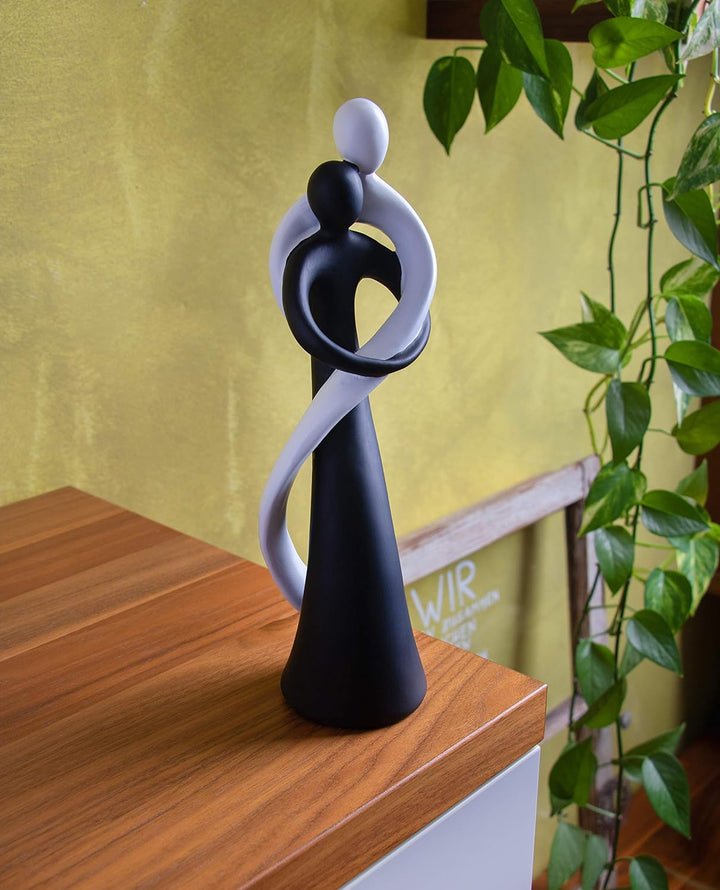 FeinKnick harmonisches Paar in Schwarz &amp; Weiss - handbemalte Skulptur aus Marmorit 27cm hoch - stilv