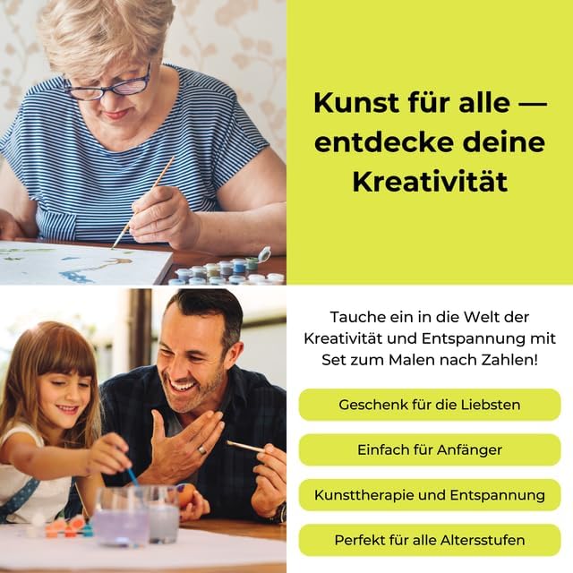 Oh Art! Malen Nach Zahlen Erwachsene Set Mit 3 Pinseln Acrylfarben Und Leinwand Gespannt Auf Holzrah