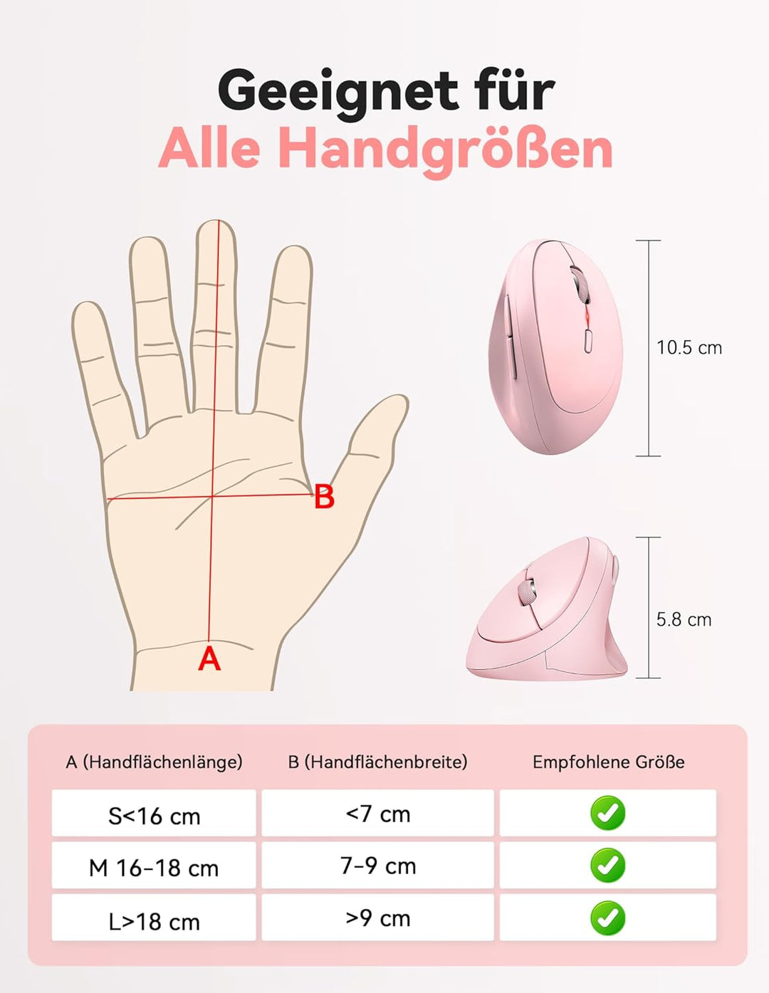 TECKNET Ergonomische Maus Kabellos, 4800 DPI Vertikale Maus, 99% Lärmminderung, 6 Tasten, 2.4G Compu