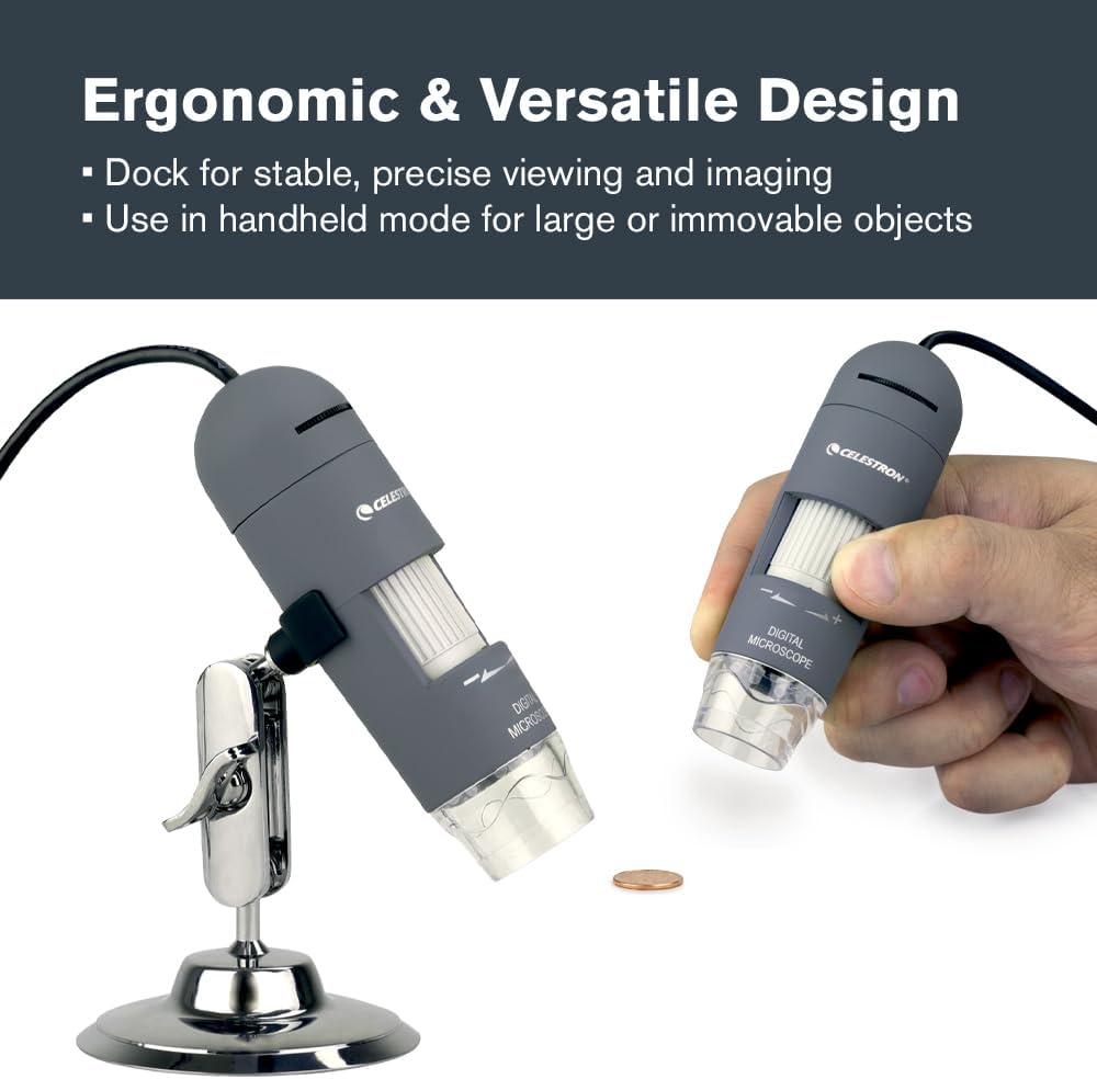 Celestron Deluxe Capture Your Discoveries 44302-C Handheld Digitalmikroskop, Grau Deluxe, Handgerät,
