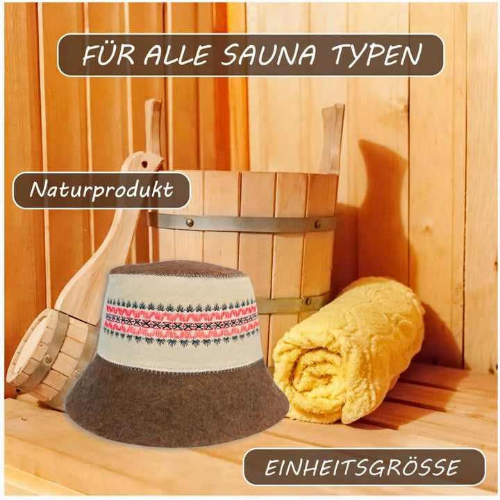 Saunahut Herren Perfekte Saunamütze aus 100% Filz - Sauna Hut Filzhut Sauna Mütze Herren Kopfbedecku
