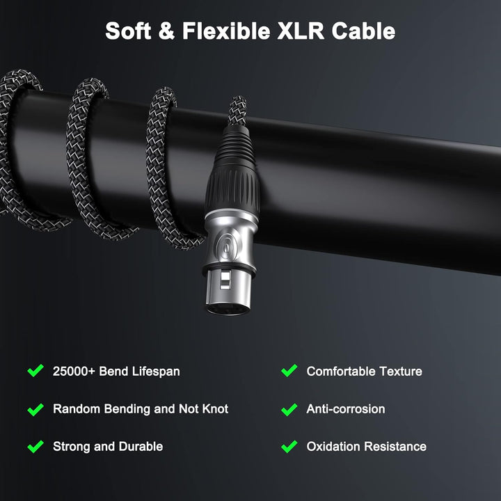 XLR auf XLR Kabel 8M, 3-Pin Mikrofonkabel XLR Stecker auf Buchse Verlängerungskabel Kompatibel mit M