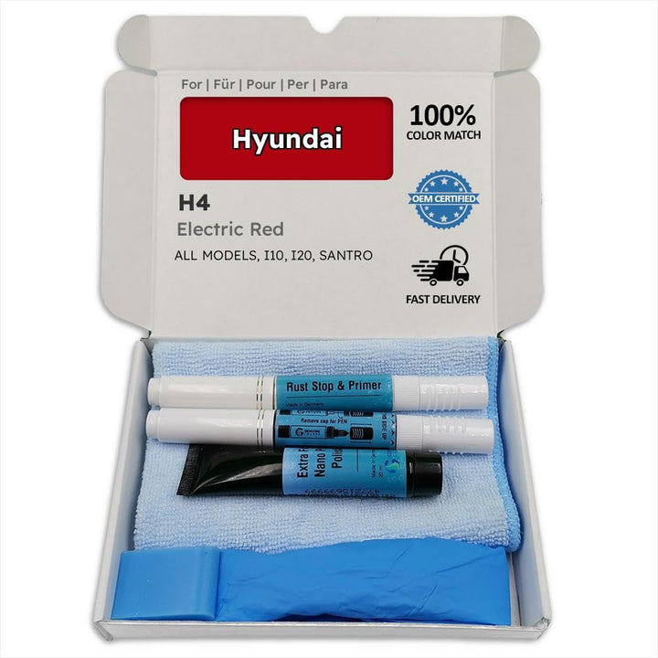 Genuine Colors Lackstift ELECTRIC RED H4 Kompatibel/Ersatz für Hyundai Rot Komplettes Reparaturset,
