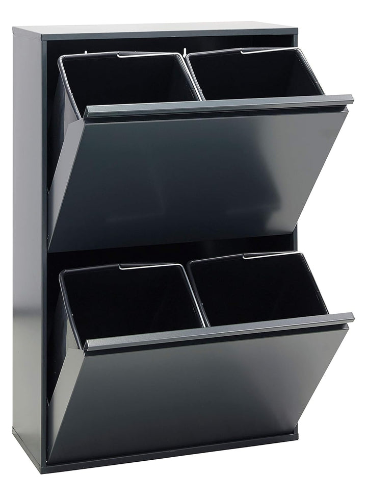 ARREGUI Basic CR604-B Recycling Abfalleimer/Mülleimer aus Stahl | Mülltrennsystem mit 4 entnehmbaren