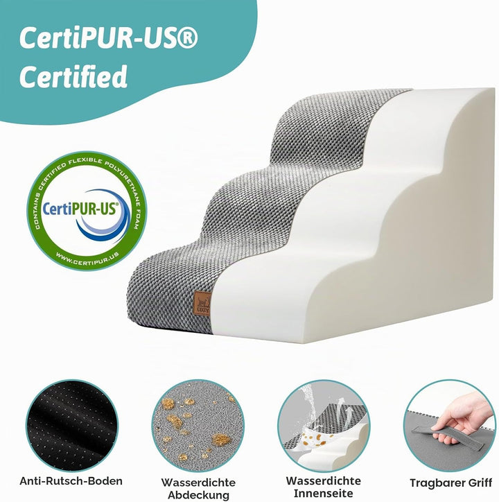COZY KISS Hundetreppe für Kleine Hunde 40cm, Haustiertreppe für Couch aus Hochdichtem Schwamm, Hunde