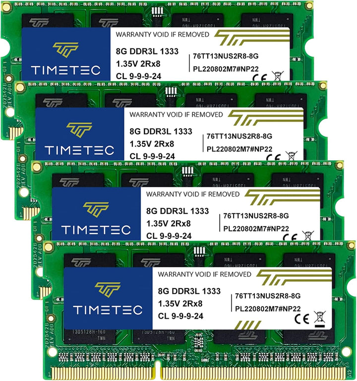 Timetec 32GB KIT(4x8GB) DDR3 / DDR3L 1333 MHz PC3-10600 Non-ECC Ungepuffert 1,5 V / 1,35 V CL9 2Rx8