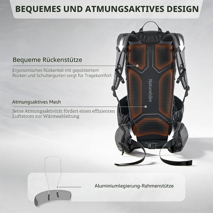 Naturehike Rock 2.0 Upgraded 45L Rucksack Interner Rahmen Wanderrucksack Herren mit Regenhülle Trekk