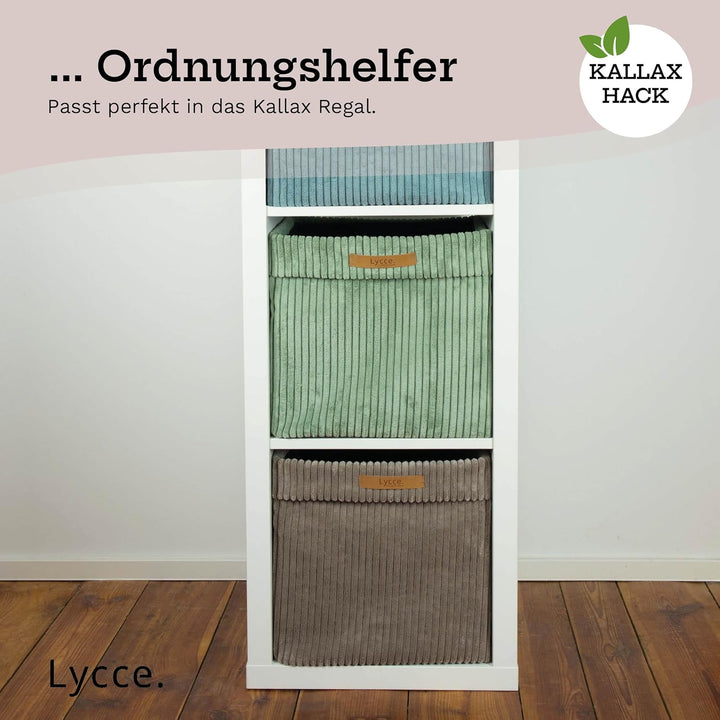 Kallax Box Cord | Aufbewahrungskorb für Kallax Regal | Faltbox 33 x 33 x H31 cm (türkis, 3er Set) Tü
