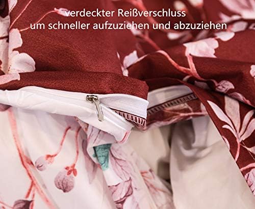 Boqingzhu Bettwäsche 220x240cm King Size Blumen Rosa Rot Weiss Wende Bettwäsche Set Microfaser 1 Bet