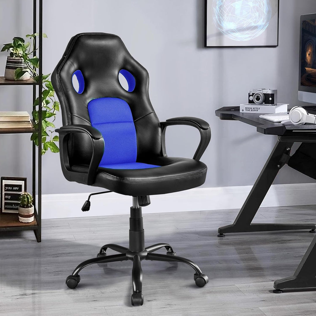 Yaheetech Gaming Stuhl Schreibtischstuhl ergonomischer Bürostuhl, Chefsessel gepolsterte Armlehnen,