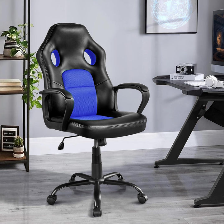 Yaheetech Gaming Stuhl Schreibtischstuhl ergonomischer Bürostuhl, Chefsessel gepolsterte Armlehnen,