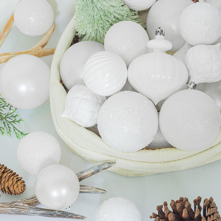 Busybee weihnachtskugeln 18 Stücke 8CM Ornamente für Weihnachtsbaum Weiss Christbaumkugeln Weihnacht