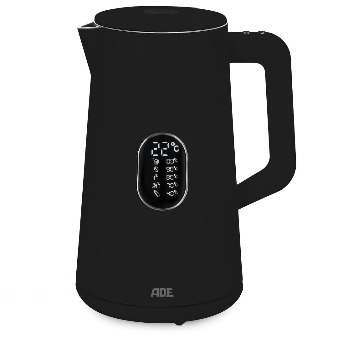 ADE Energiesparender Wasserkocher mit Temperatureinstellung 40-100°C | 1,5 l | Edelstahl | BPA-frei