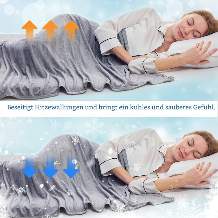 EMME Kühldecke Kühlende Decke, Arc-Chill Q-Max>0,5, 228 x228 cm, 2 in 1 Doppelseitige Dünne Sommerde