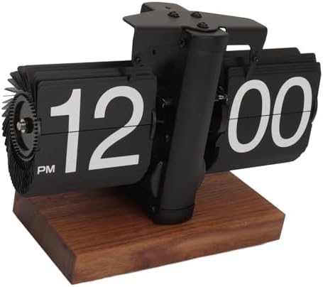 Flip Clock Vintage, Retro-Uhr, Automatisch Drehende, Batteriebetriebene Mechanische Uhr für Zuhause,